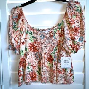 O’Neill print crop top with smocking back